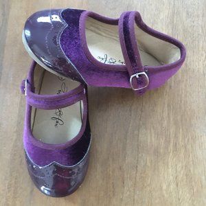 anchor & fox purple velvet Mary Janes with patent leather toes